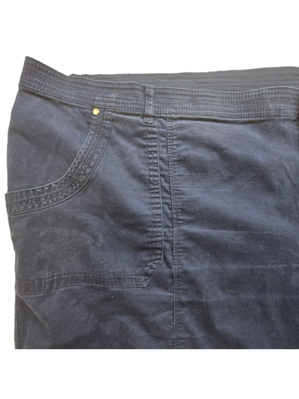 Catherines Womens Plus Size 5X Stretch Cotton Capri Pants Drawstring Navy Blue - Picture 8 of 16